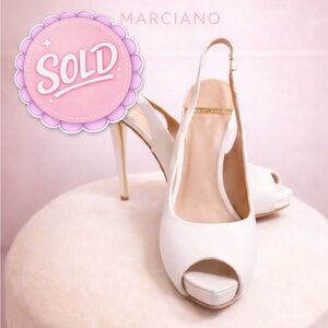 ❌ SOLD | Elegant White Marciano Peep-Toe Heels 👠